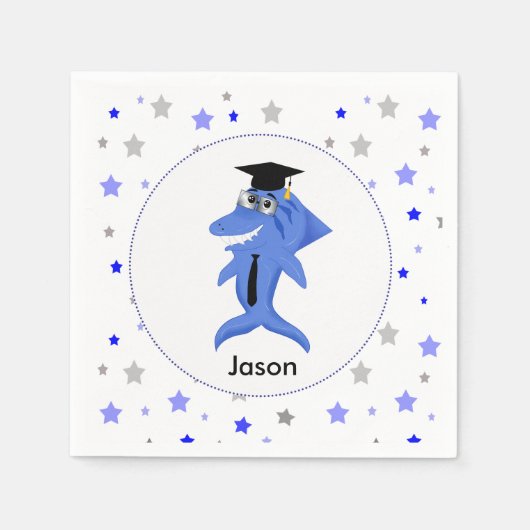 Serviette En Papier Graduation party Illustration thématique requin (Devant)