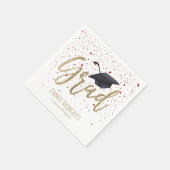 Serviette En Papier Graduation Party moderne Gold Script Red Confetti (Coin)