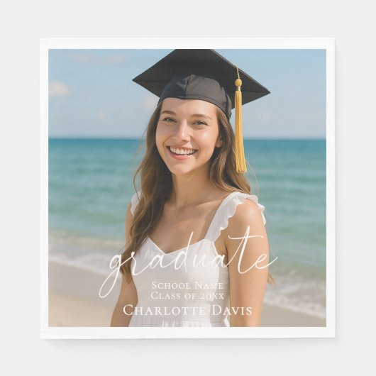 Serviette En Papier Graduation party photo script luncheon (Devant)
