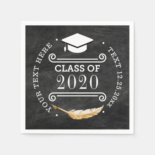 Serviette En Papier Graduation Party Retro Chalkboard Classe de 2020 (Devant)
