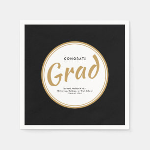Serviette En Papier Graduation Party Texte personnalisé Papier noir