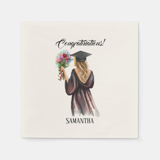 Serviette En Papier Graduation personnalisée en aquarelle (11) (Devant)