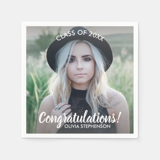 Serviette En Papier Graduation Photo Class 20XX Félicitations Personna (Devant)