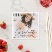 Serviette En Papier Graduation photo de script noir moderne (En situation)