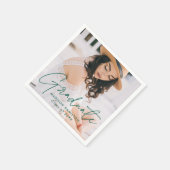 Serviette En Papier Graduation photo de script vert moderne (Coin)