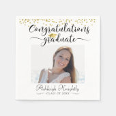 Serviette En Papier Graduation Photo GRATS GRAD Script Confetti (Devant)