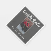 Serviette En Papier Graduation photo minimaliste | Gris (Coin)