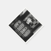 Serviette En Papier Graduation photo moderne en néon blanc (Coin)