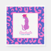 Serviette En Papier Graduation Pink & Blue Leopard Cours sur mesure An (Devant)