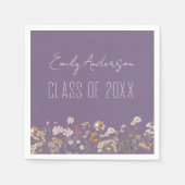 Serviette En Papier Graduation Purple Fleur sauvage Boho Grad (Devant)