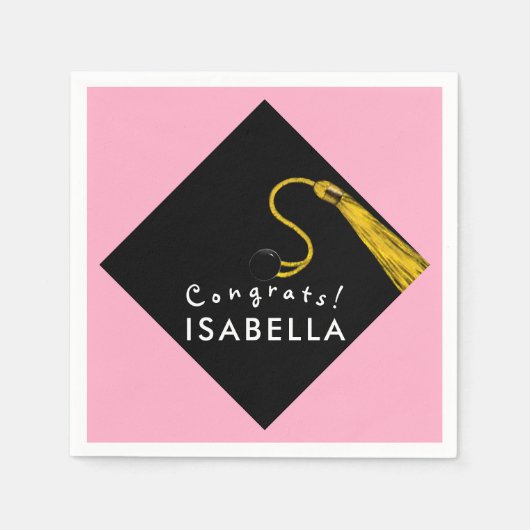 Serviette En Papier Graduation rose (Devant)
