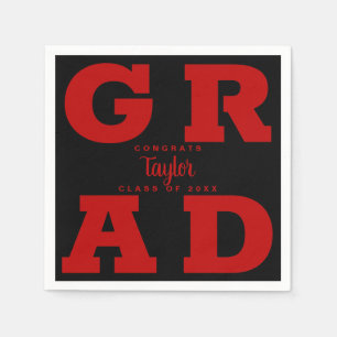 Serviette En Papier Graduation rouge et noire