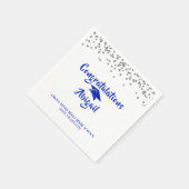 Serviette En Papier Graduation Royal Blue Silver Confetti Brush Script (Coin)