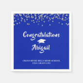 Serviette En Papier Graduation Royal Blue Silver Confetti Brush Script (Devant)