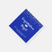 Serviette En Papier Graduation Royal Blue Silver Confetti Brush Script (Coin)