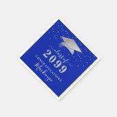 Serviette En Papier Graduation Royal Blue Silver Confetti Script (Coin)