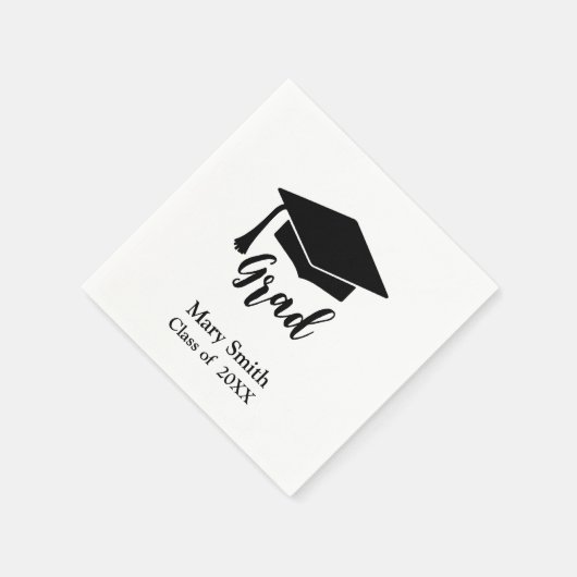 Serviette En Papier Graduation simple moderne en noir et blanc (Coin)