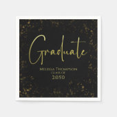 Serviette En Papier Gradué Simple Grad Black Gold Calligraphie Script (Devant)
