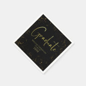 Serviette En Papier Gradué Simple Grad Black Gold Calligraphie Script (Coin)