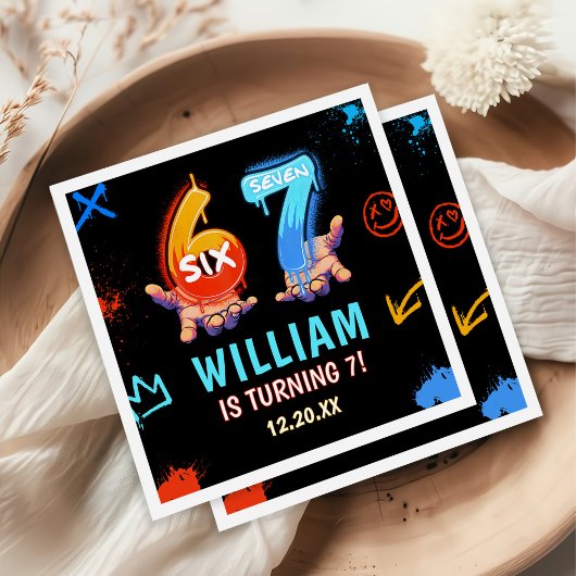 Serviette En Papier Graffiti 6 7 Meme Trend Six Seven Birthday Party