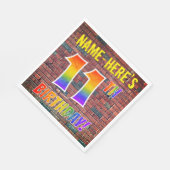 Serviette En Papier Graffiti arc-en-ciel Look 11E ANNIVERSAIRE! + Nom (Coin)