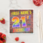 Serviette En Papier Graffiti arc-en-ciel Look 21E ANNIVERSAIRE! + Nom  (En situation)