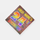 Serviette En Papier Graffiti arc-en-ciel Look 24E ANNIVERSAIRE! + Nom (Coin)