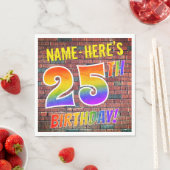 Serviette En Papier Graffiti arc-en-ciel Look 25E ANNIVERSAIRE! + Nom (En situation)