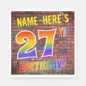 Serviette En Papier Graffiti arc-en-ciel Look 27E ANNIVERSAIRE! + Nom (Devant)