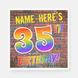 Serviette En Papier Graffiti arc-en-ciel Look 35E ANNIVERSAIRE! + Nom 