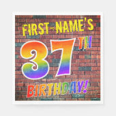 Serviette En Papier Graffiti arc-en-ciel Look 37E ANNIVERSAIRE! + Nom  (Devant)