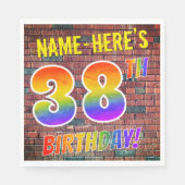 Serviette En Papier Graffiti arc-en-ciel Look 38E ANNIVERSAIRE! + Nom (Devant)
