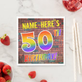 Serviette En Papier Graffiti arc-en-ciel Look 50E ANNIVERSAIRE! + Nom  (En situation)