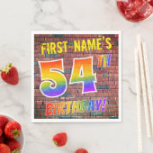 Serviette En Papier Graffiti arc-en-ciel Look 54E ANNIVERSAIRE! + Nom (En situation)