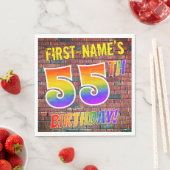 Serviette En Papier Graffiti arc-en-ciel Look 55E ANNIVERSAIRE! + Nom  (En situation)