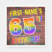 Serviette En Papier Graffiti arc-en-ciel Look 65E ANNIVERSAIRE! + Nom  (Devant)