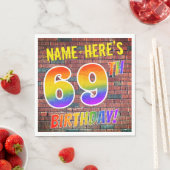 Serviette En Papier Graffiti arc-en-ciel Look 69E ANNIVERSAIRE! + Nom  (En situation)