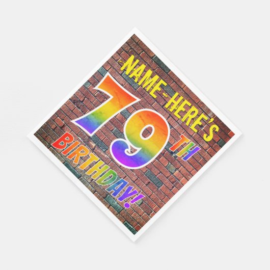 Serviette En Papier Graffiti arc-en-ciel Look 79E ANNIVERSAIRE! + Nom (Coin)
