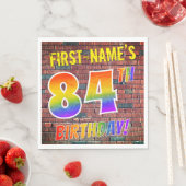 Serviette En Papier Graffiti arc-en-ciel Look 84E ANNIVERSAIRE! + Nom (En situation)