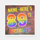 Serviette En Papier Graffiti arc-en-ciel Look 89E ANNIVERSAIRE! + Nom  (Devant)