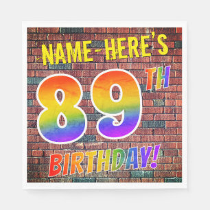 Serviette En Papier Graffiti arc-en-ciel Look 89E ANNIVERSAIRE! + Nom 