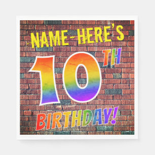 Serviette En Papier Graffiti arc-en-ciel Regardez 10ÈME ANNIVERSAIRE! 