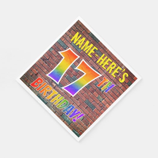 Serviette En Papier Graffiti arc-en-ciel Regardez 17ÈME ANNIVERSAIRE! (Coin)