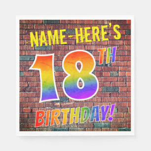 Serviette En Papier Graffiti arc-en-ciel Regardez 18ÈME ANNIVERSAIRE! 