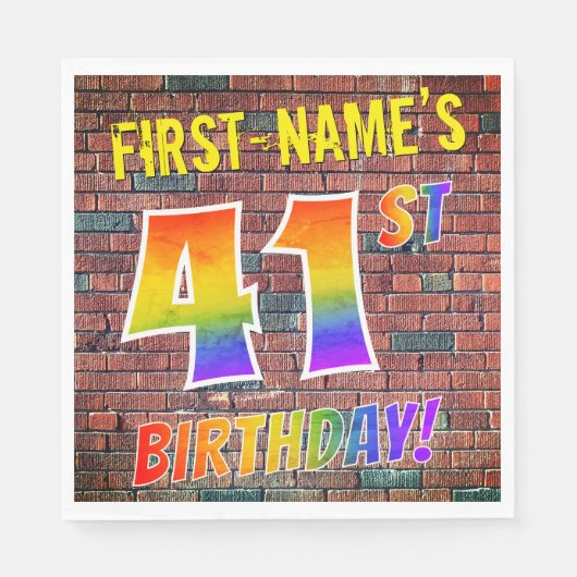 Serviette En Papier Graffiti Arc en ciel Regardez 41E ANNIVERSAIRE ! + (Devant)