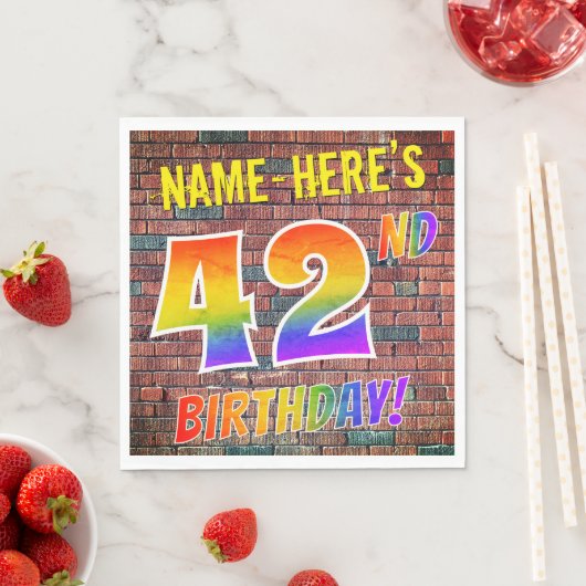 Serviette En Papier Graffiti arc-en-ciel Regardez 42E ANNIVERSAIRE ! + (En situation)