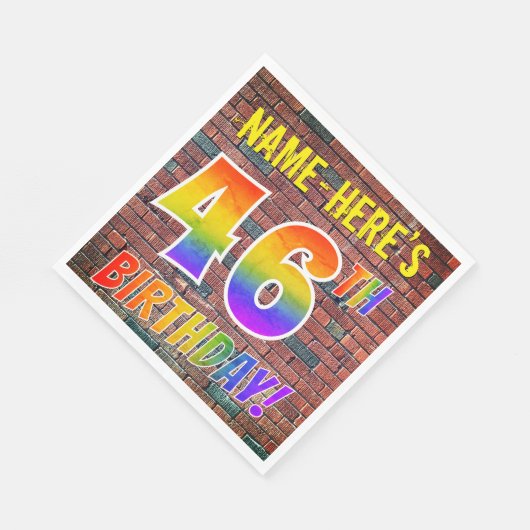 Serviette En Papier Graffiti arc-en-ciel Regardez 46ÈME ANNIVERSAIRE ! (Coin)