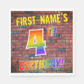 Serviette En Papier Graffiti arc-en-ciel Regardez 4ÈME ANNIVERSAIRE ! (Devant)