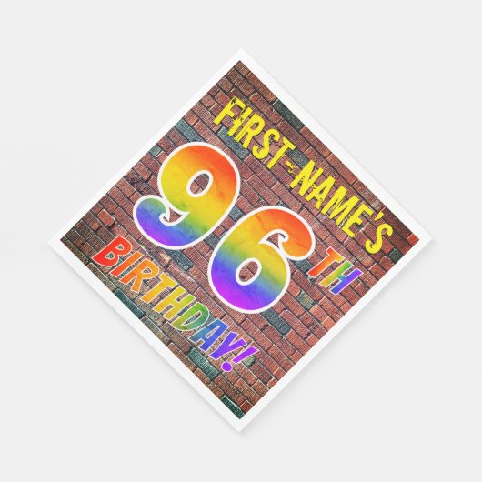 Serviette En Papier Graffiti arc-en-ciel Regardez 96ÈME ANNIVERSAIRE ! (Coin)