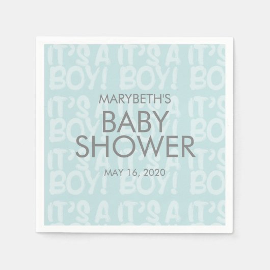 Serviette En Papier Graffiti Baby shower bleu papier Napkin (Devant)